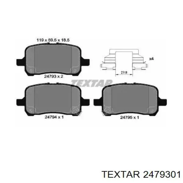 Передние тормозные колодки 2479301 Textar