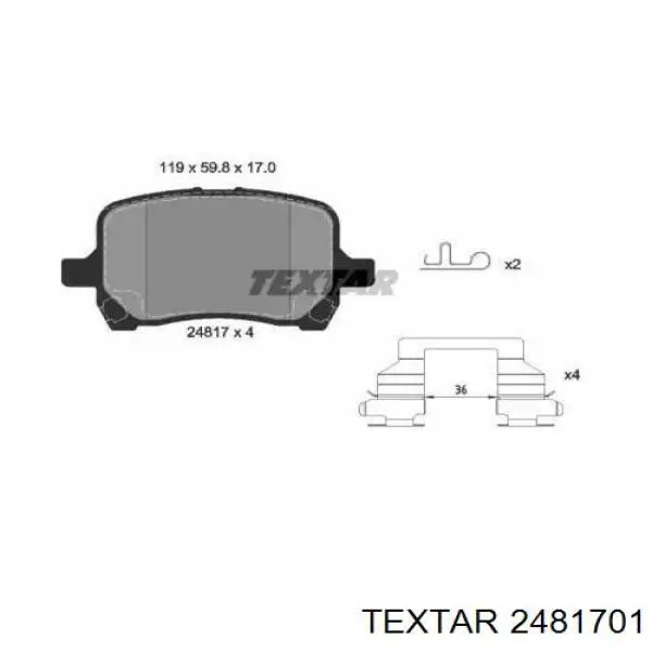 Передние тормозные колодки 2481701 Textar