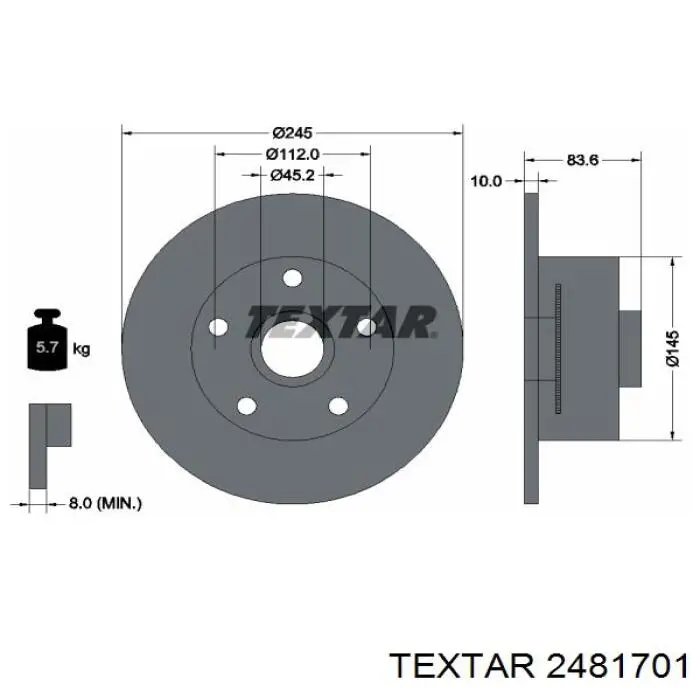 Купить 2481701 Textar Колодки тормозные
