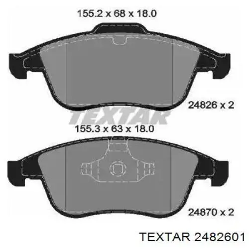 Передние тормозные колодки 2482601 Textar