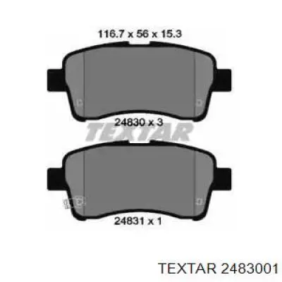 Передние тормозные колодки 2483001 Textar