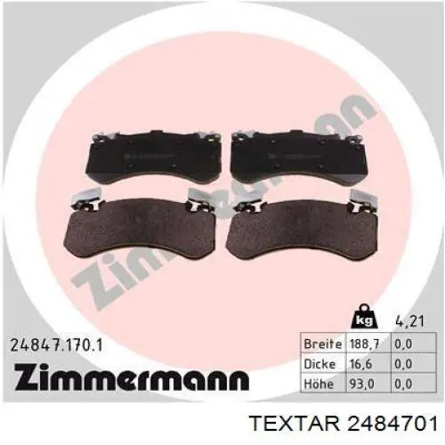 Купить 2484701 Textar Колодки тормозные