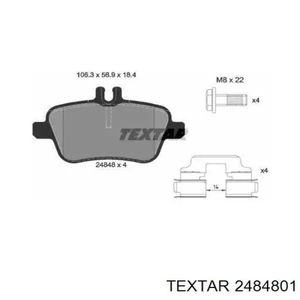 Купить 2484801 Textar Колодки тормозные задние, дисковые
