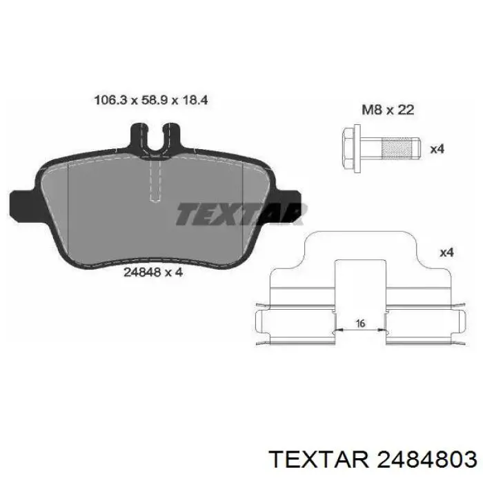 2484803 Textar sapatas do freio traseiras de disco