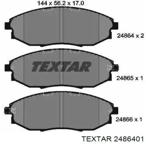 Передние тормозные колодки 2486401 Textar