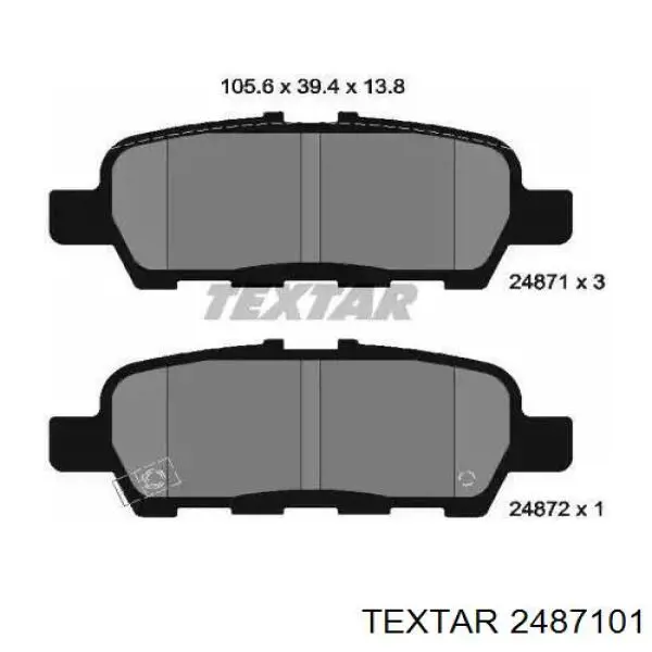 Задние тормозные колодки 2487101 Textar