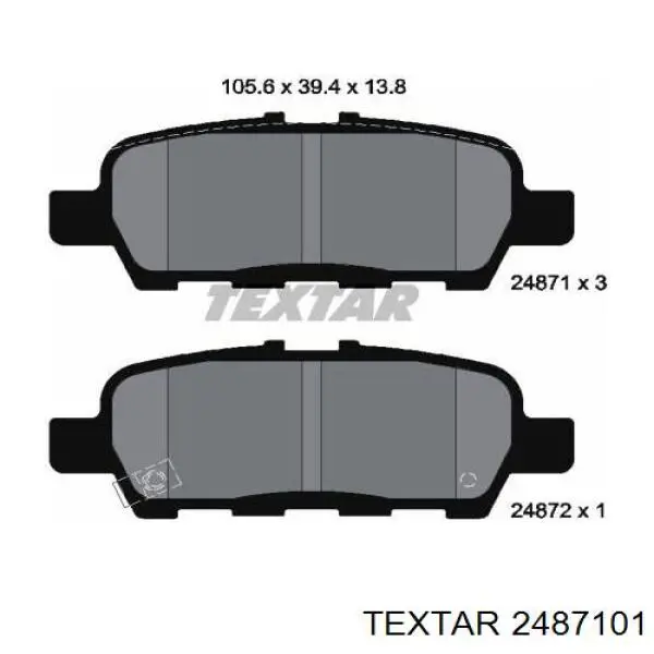 Pastillas de freno traseras 2487101 Textar