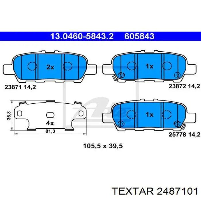 Колодки дисковые  Textar 2487101 цена, от 30.47 USD
