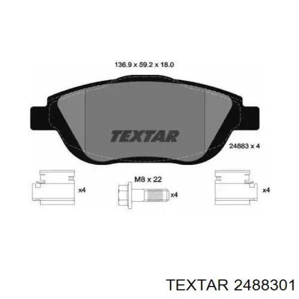 Купить 2488301 Textar Колодки тормозные