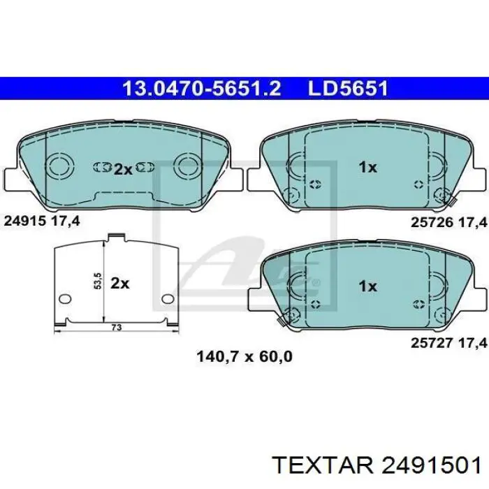 Колодки Textar 2491501 цена, от 22.94 USD