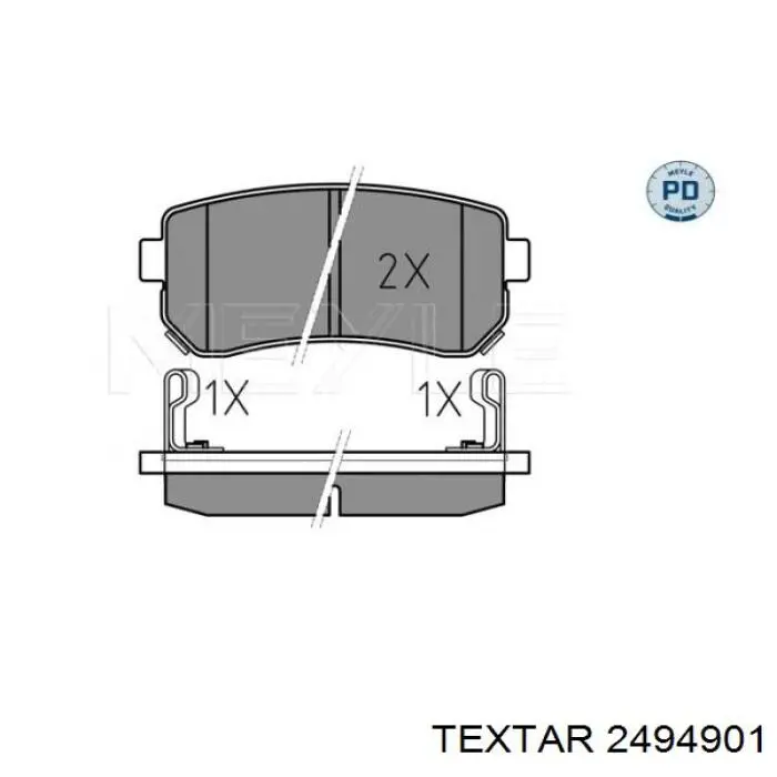 Задние тормозные колодки 2494901 Textar