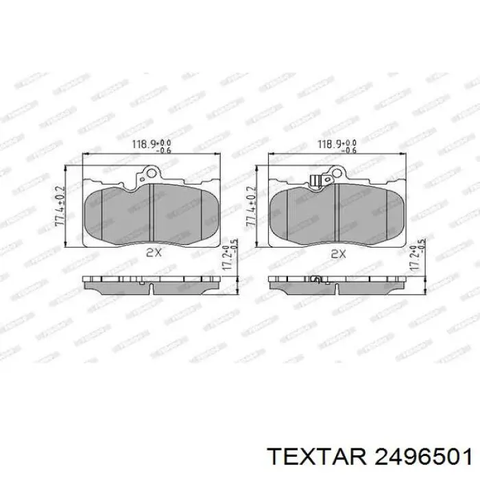 Передние тормозные колодки 2496501 Textar