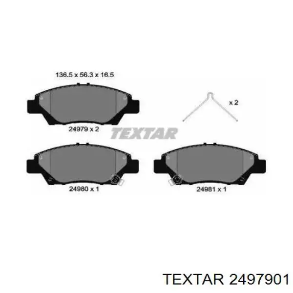 Передние тормозные колодки 2497901 Textar