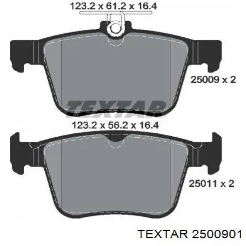 Колодки гальмові задні, дискові 2500901 Textar