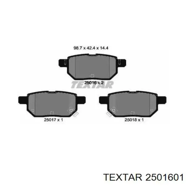 Задние тормозные колодки 2501601 Textar