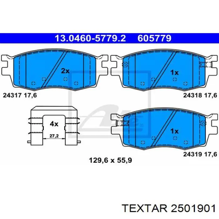 Купить 2501901 Textar Колодки тормозные