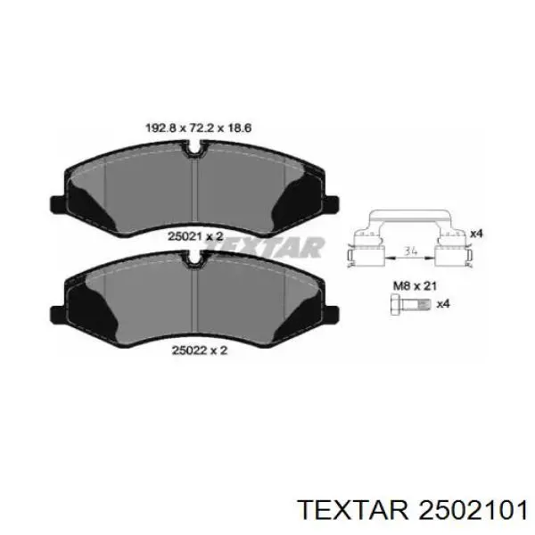 Передние тормозные колодки 2502101 Textar