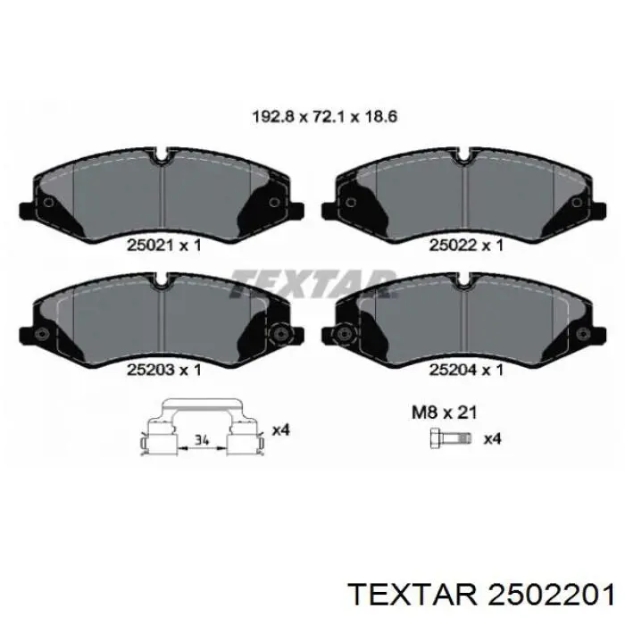 Передние тормозные колодки 2502201 Textar