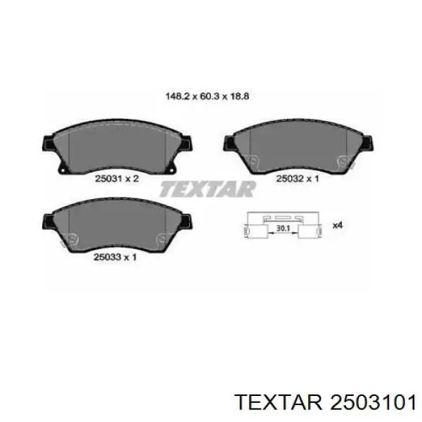 Передние тормозные колодки 2503101 Textar