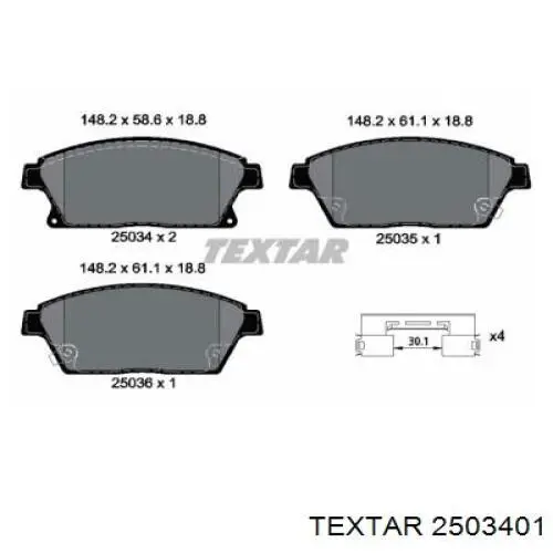 Купить 2503401 Textar Колодки тормозные