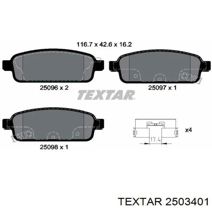 Передние тормозные колодки 2503401 Textar