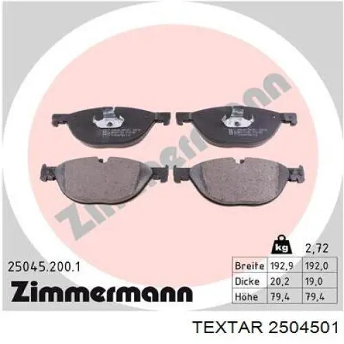 Купить 2504501 Textar Колодки тормозные