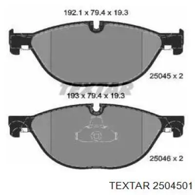 Передние тормозные колодки 2504501 Textar