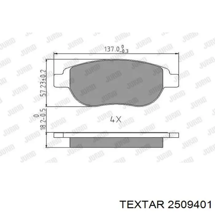 Передние тормозные колодки 2509401 Textar