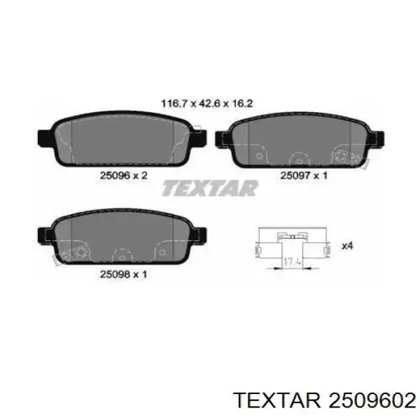 Задние дисковые колодки Textar 2509602