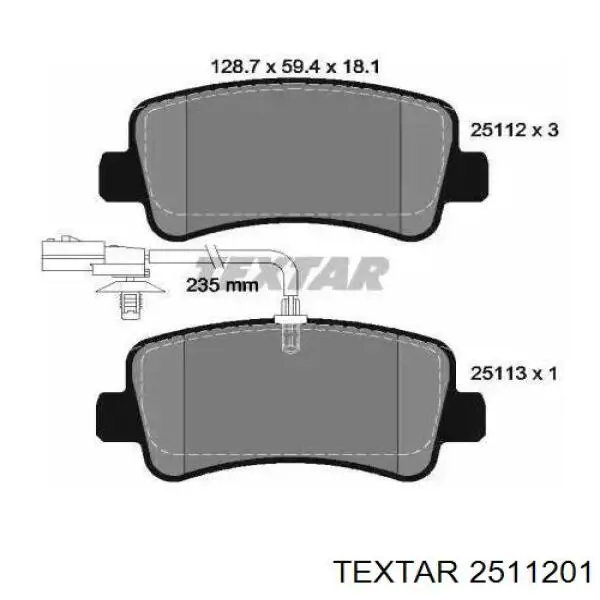 Задние тормозные колодки 2511201 Textar