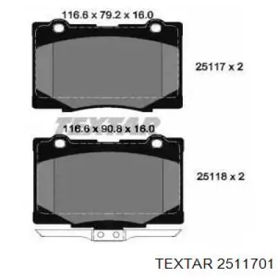 Передние тормозные колодки 2511701 Textar