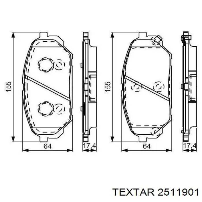 Передние тормозные колодки 2511901 Textar