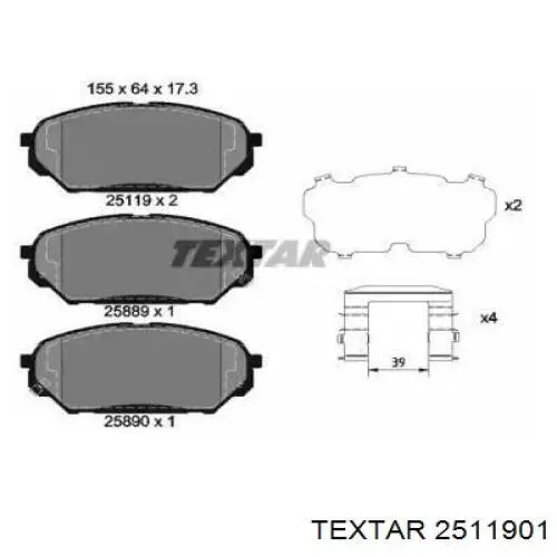 Тормозные колодки Textar 2511901