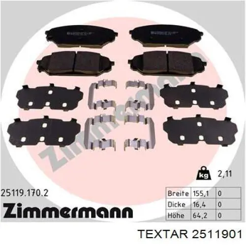 Колодки Textar 2511901 цена, от 33.94 USD