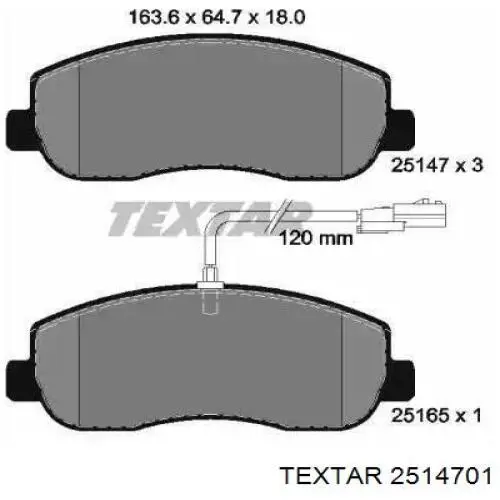 Передние тормозные колодки 2514701 Textar