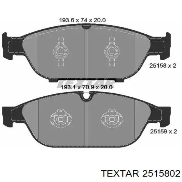 2515802 Textar колодки тормозные передние дисковые