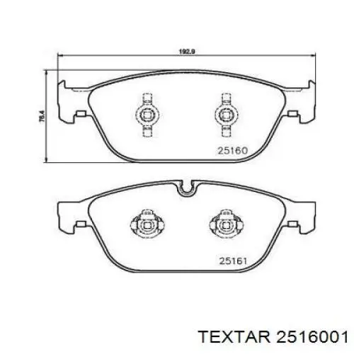 Передние тормозные колодки 2516001 Textar