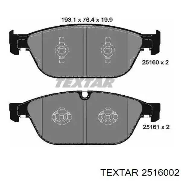 Передние тормозные колодки 2516002 Textar