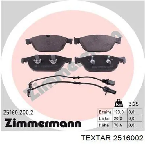 Купить 2516002 Textar Колодки тормозные