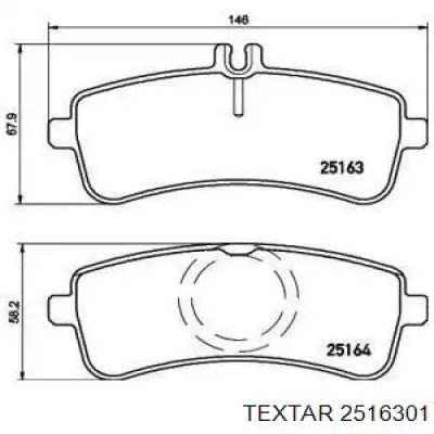 2516301 Textar sapatas do freio traseiras de disco