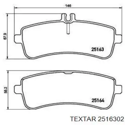 2516302 Textar sapatas do freio traseiras de disco