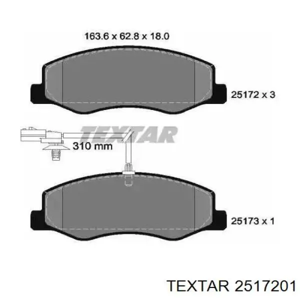 Задние тормозные колодки 2517201 Textar