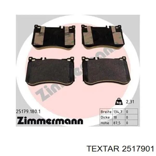Купить 2517901 Textar Колодки тормозные