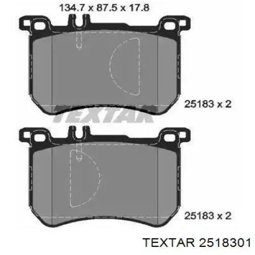 Передние тормозные колодки 2518301 Textar