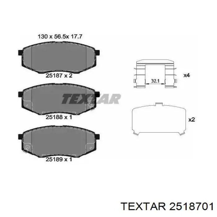 Передние тормозные колодки 2518701 Textar