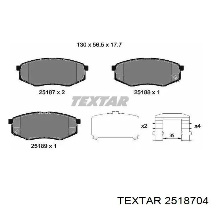 Передние тормозные колодки 2518704 Textar