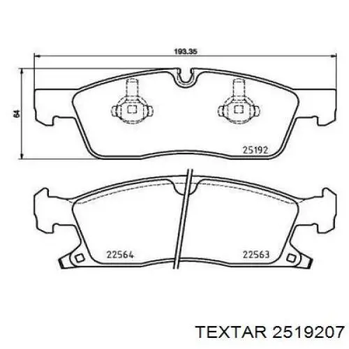 Передние тормозные колодки 2519207 Textar