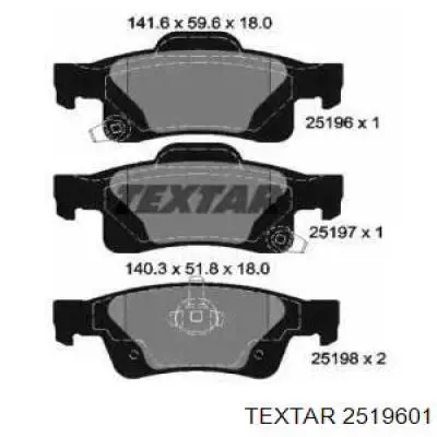 Задние тормозные колодки 2519601 Textar