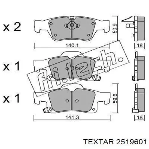 Купить 2519601 Textar Колодки тормозные задние, дисковые