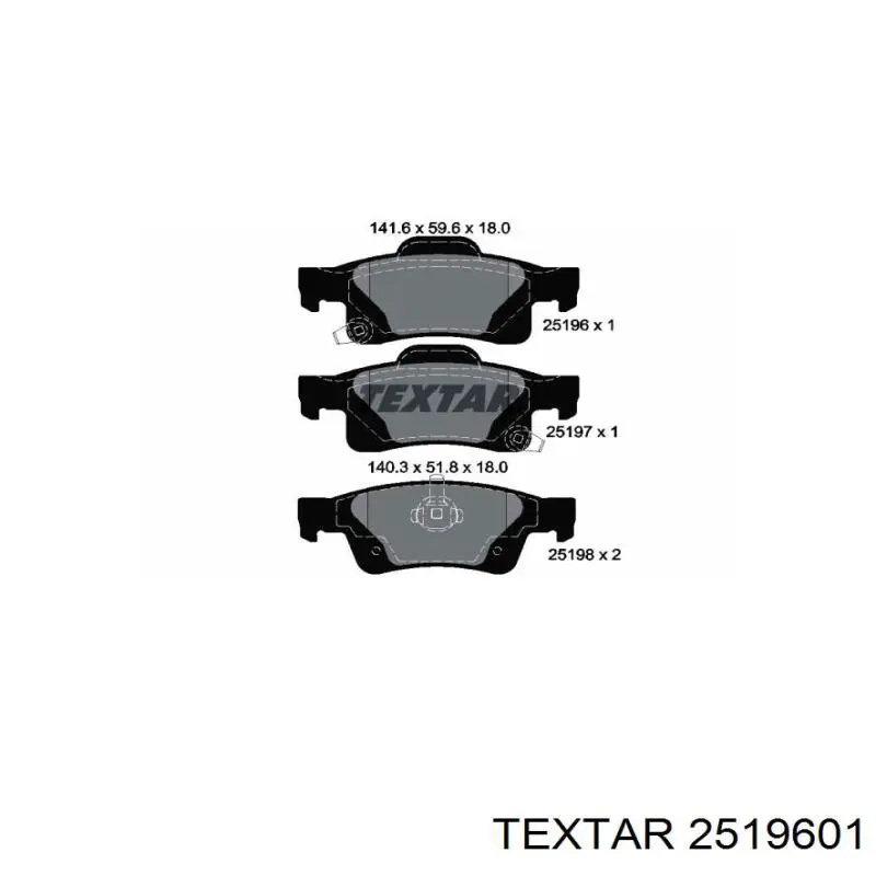 2519601 Textar колодки тормозные задние дисковые